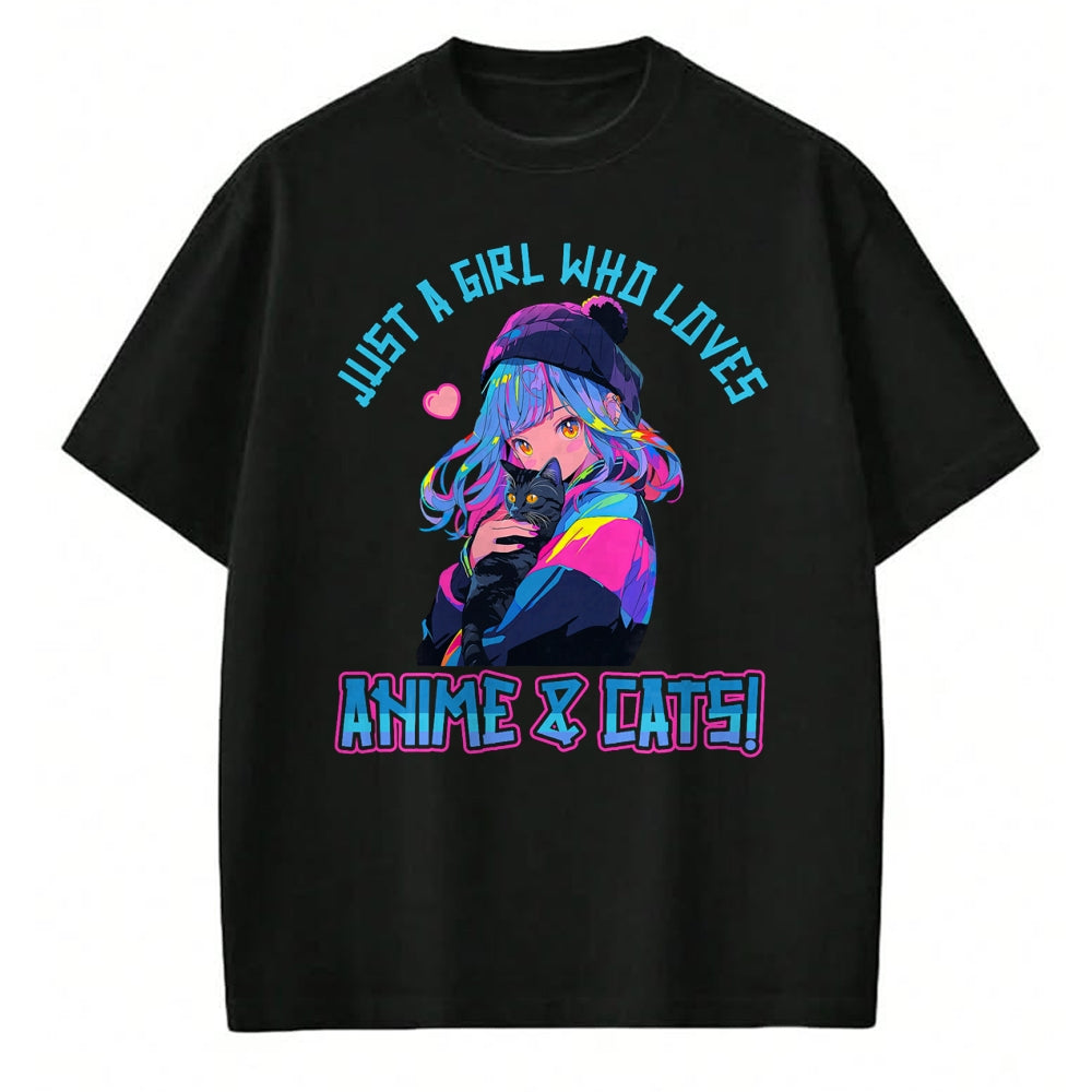 Cat Love Shirt, Funny Cat Lover Gift UnisexT-Shirt/Hoodie/Sweatshirt HLT00 - Just a Girl who loves Anime and Cats Manga Anime Lover T-Shirt