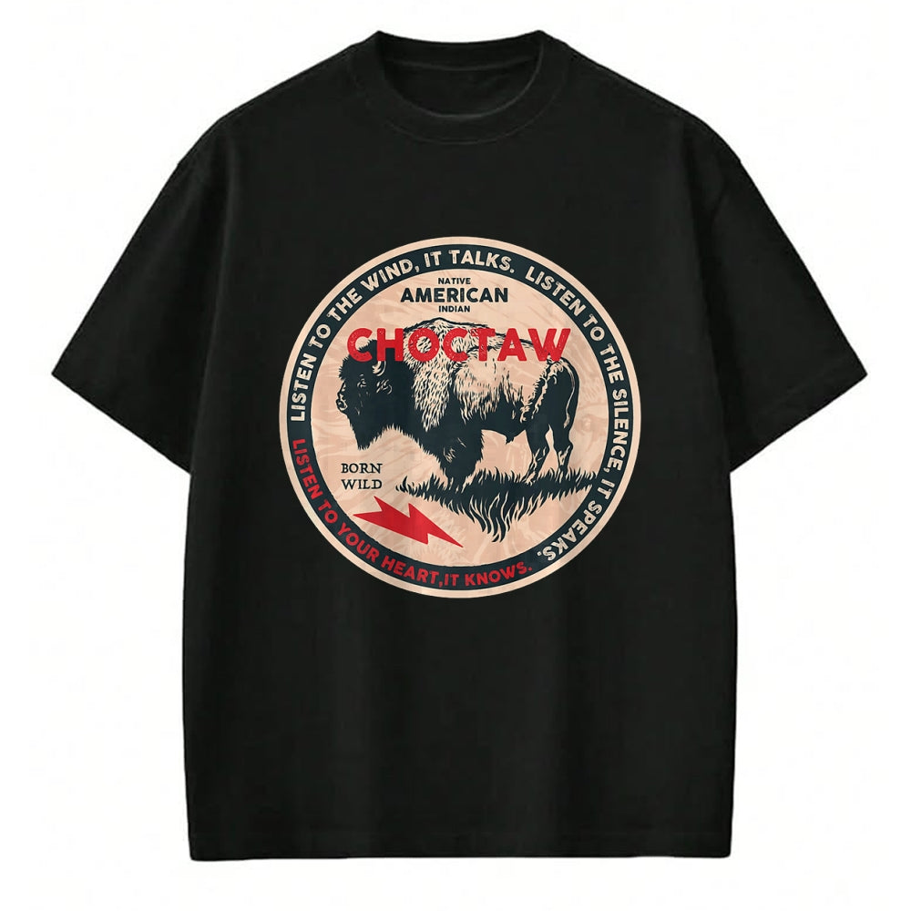Native American T-Shirts, Vintage Native American Unisex T-Shirt/Hoodie/Sweatshirt HLT00 - Choctaw Native American Indian Born Freedom Wild Buffalo Premium