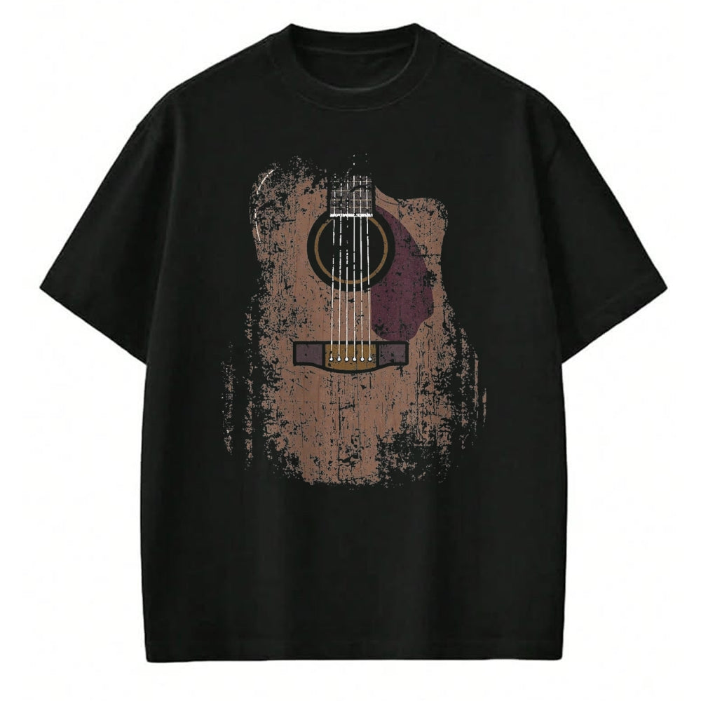 Guitar Lover Shirt, Funny Guitar UnisexT-Shirt/Hoodie/Sweatshirt HLT00 - Distressed Acoustic Guitar Vintage Player Rock & Roll Music T-Shirt, Men, Black, 3X-Large