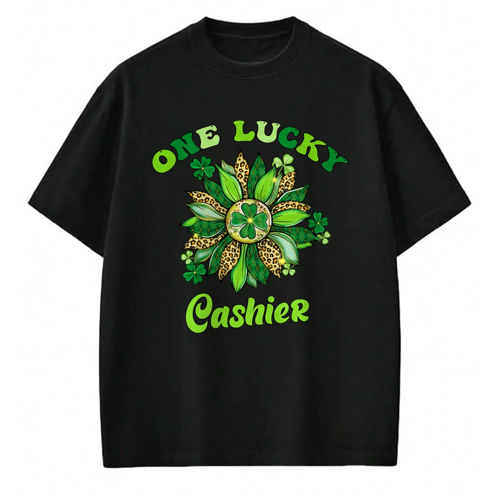 Patrick Day Shirts for Family, Funny Patrick Day shirts, st patrick's day Unisex T-Shirt/Hoodie/Sweatshirt HLT00 - St Patrick Day Shamrock One Lucky Cashier Retro Saint Paddys T-Shirt