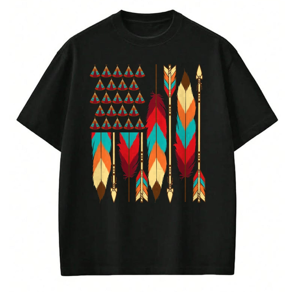 Native American T-Shirts, Vintage Native American Unisex T-Shirt/Hoodie/Sweatshirt HLT00 - Native American Flag - Pride Month Indigenous People Veteran