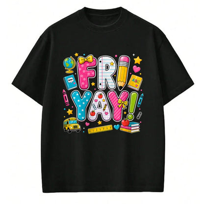 Best Teacher Shirt, Funny Teacher UnisexT-Shirt/Hoodie/Sweatshirt HLT00 - Happy Fri-Yay Friday Coquette Bow Teacher Back to School T-Shirt