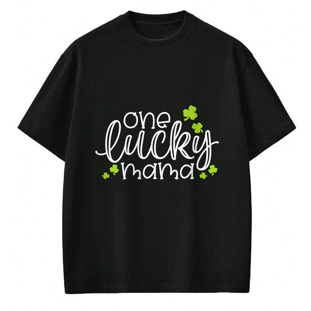 Gift for Mom Shirt, Funny Mom Unisex T-Shirt/Hoodie/Sweatshirt HLT00 - One Lucky Mama Mother Mom St. Patrick's Day Long Sleeve T-Shirt