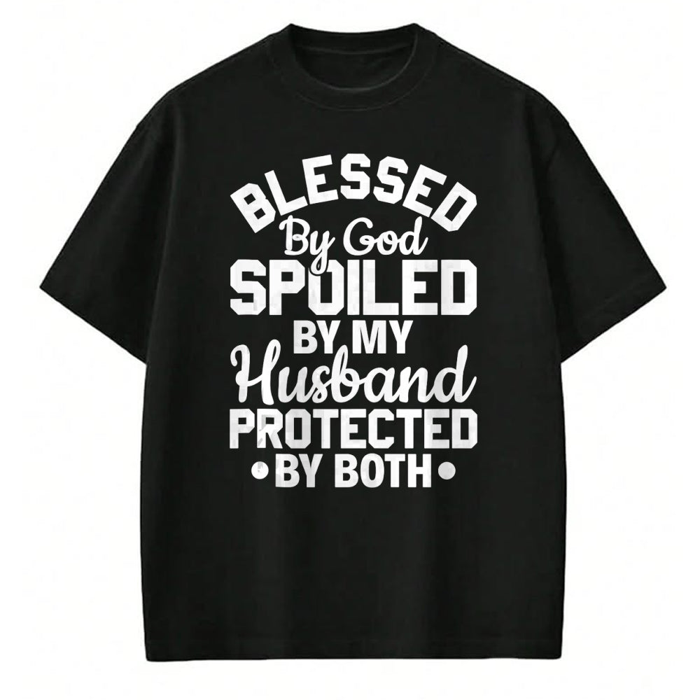 Best Wife Shirt, Wife and Husband Unisex T-Shirt/Hoodie/Sweatshirt HLT00 - Gift for wife T shirt, spoiled wife   Christian Wife Jesus Blessed By God Spoiled By My Husband Tank (1)
