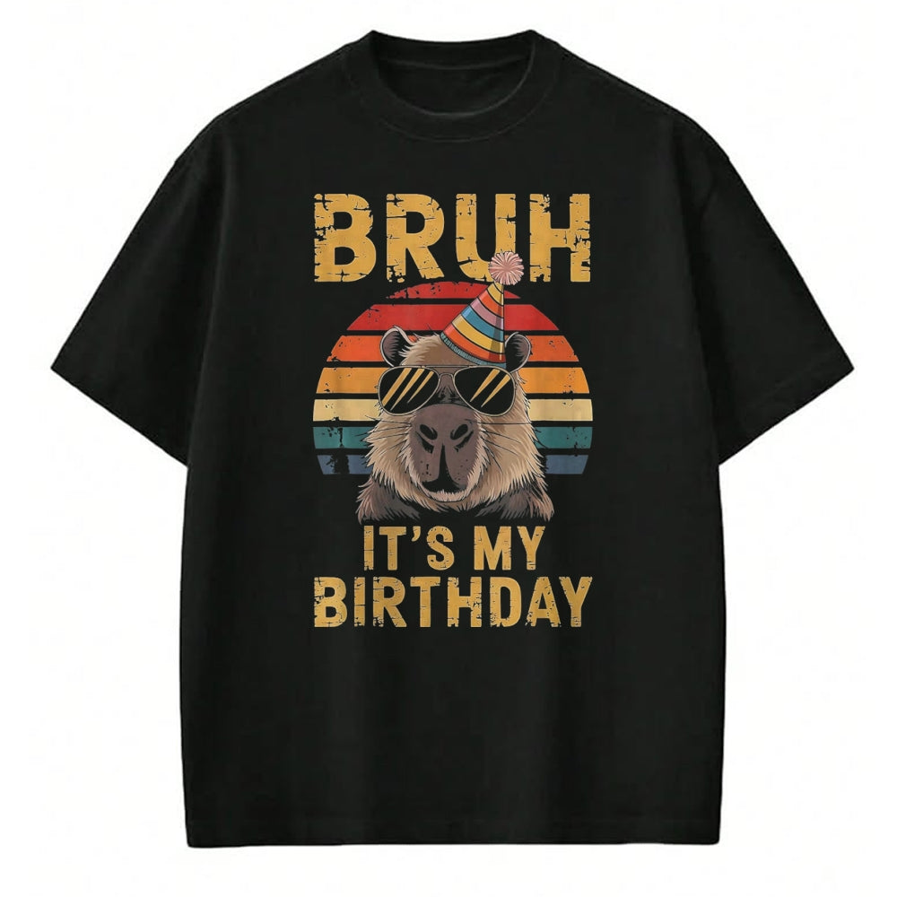 Cute Capybara Shirt, Funny Capybara Unisex T-Shirt/Hoodie/Sweatshirt HLT00 - Funny Capybara Birthday Boys Adult Kids Bruh Its My Birthday T-Shirt, Youth, Black, Large