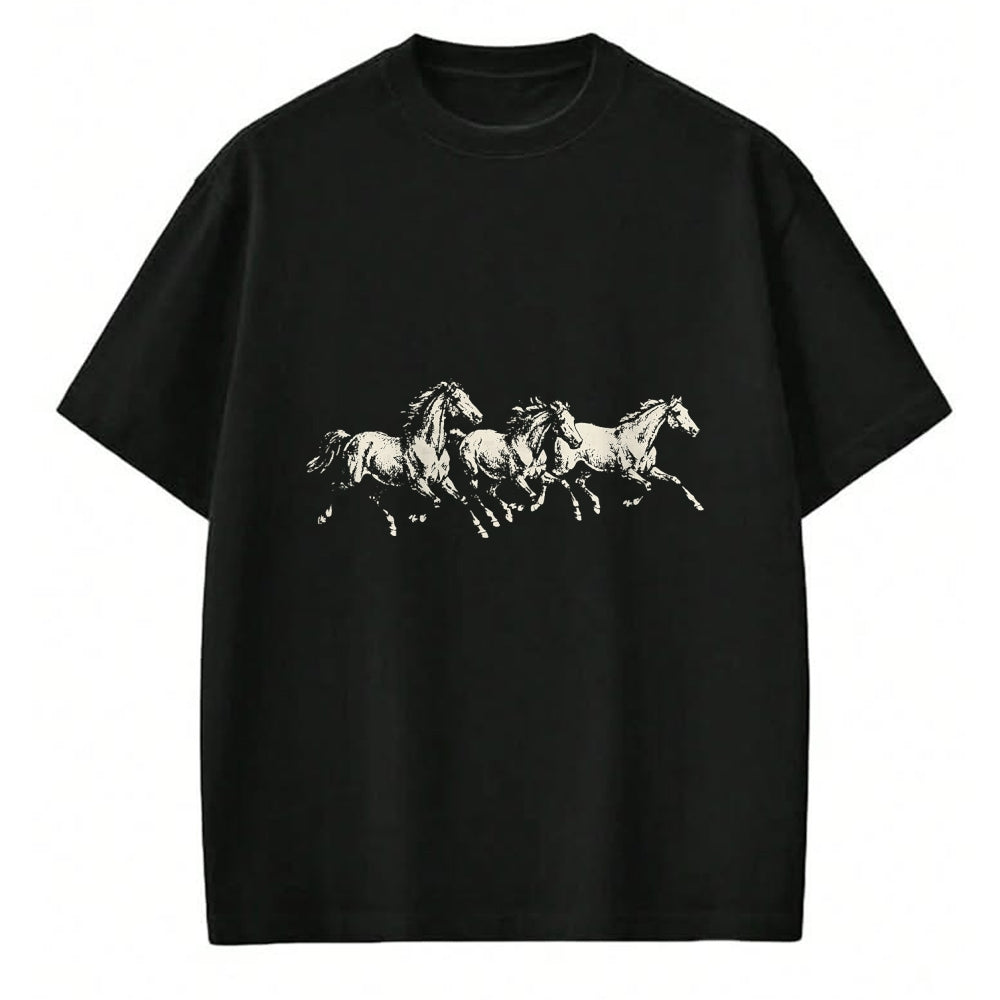 Best Horse Lover Shirt , Funny Horse UnisexT-Shirt/Hoodie/Sweatshirt HLT00 - Wild Horses Running Vintage 90s Western Cowboy Horse Lover T-Shirt