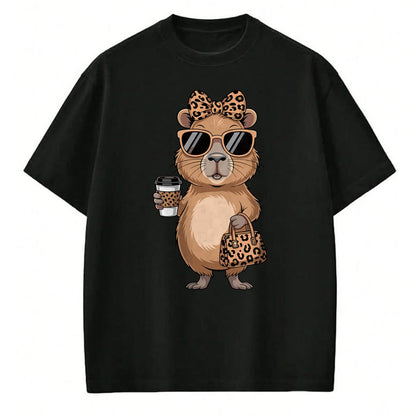 Cute Capybara Shirt, Funny Capybara Unisex T-Shirt/Hoodie/Sweatshirt HLT00 - Fashion Funny Leopard Capybara Coffee Cute Women Girls T-Shirt