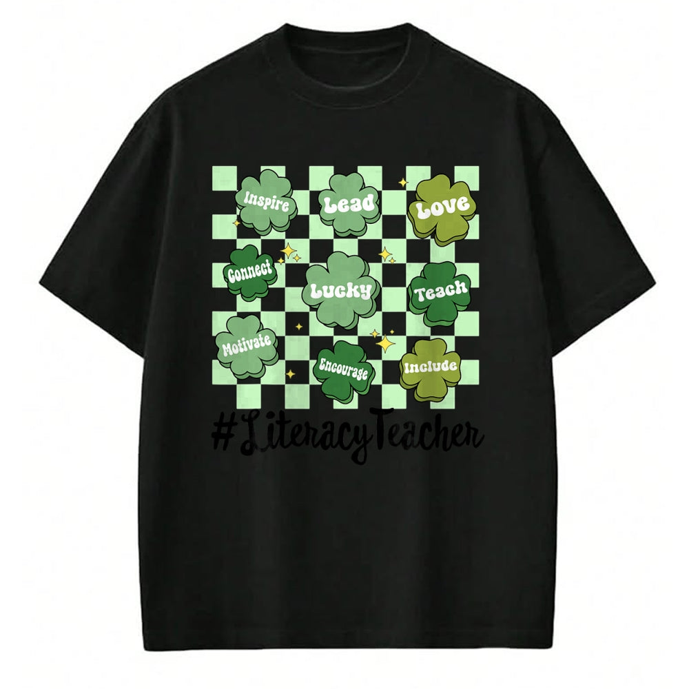 Patrick Day Shirts for Family, Funny Patrick Day shirts, st patrick's day Unisex T-Shirt/Hoodie/Sweatshirt HLT00 - Vintage One Lucky Literacy Teacher St Patrick Day School T-Shirt