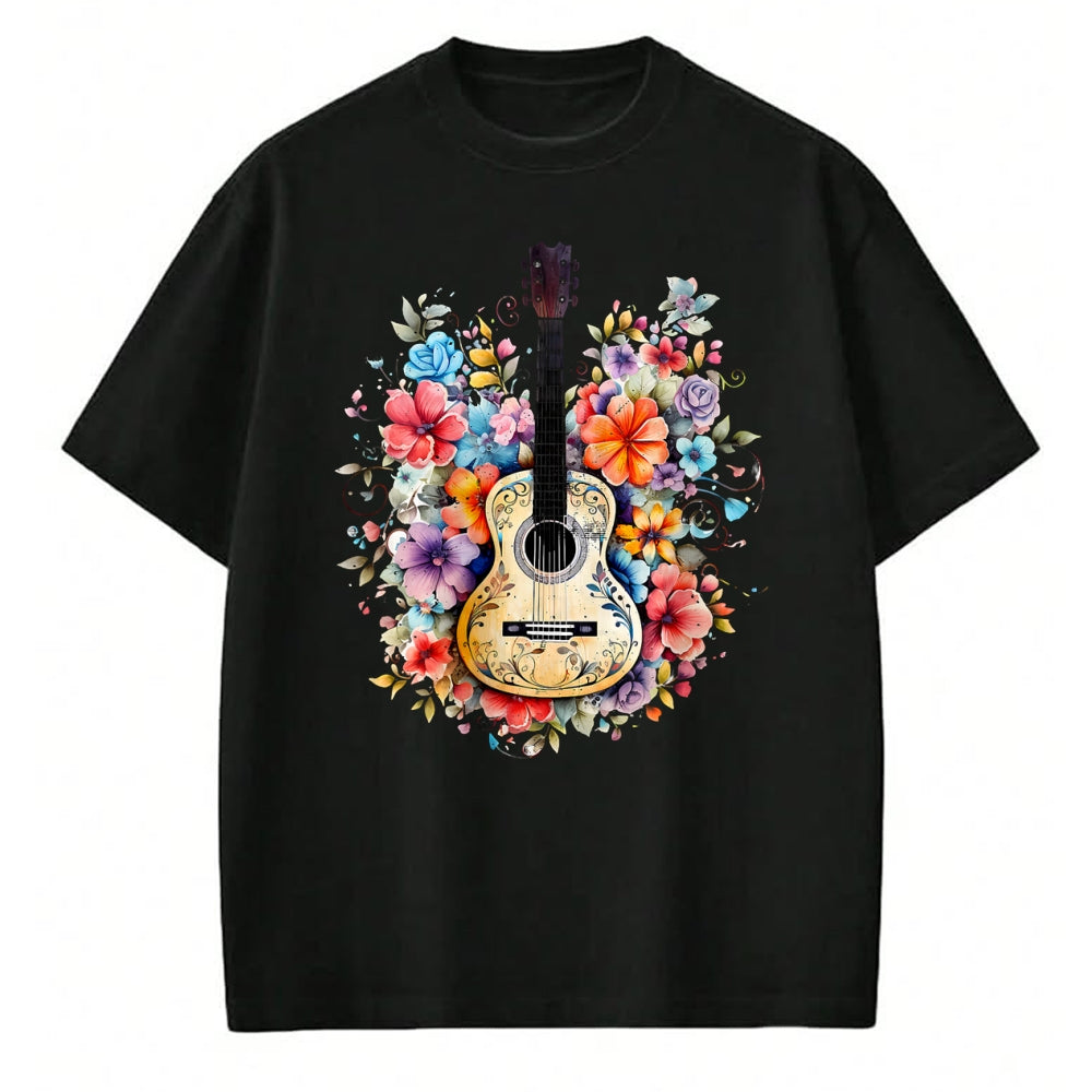Guitar Lover Shirt, Funny Guitar UnisexT-Shirt/Hoodie/Sweatshirt HLT00 - Floral Guitar Graphic Guitarist Gift Mens Womens Dad Girl T-Shirt