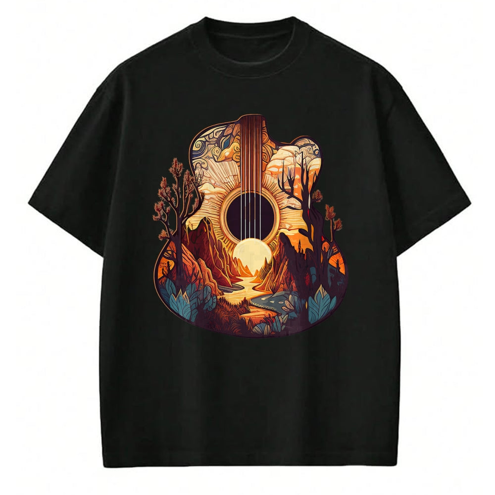 Guitar Lover Shirt, Funny Guitar UnisexT-Shirt/Hoodie/Sweatshirt HLT00 - Guitar Landscape Music Lover- Acoustic Guitar Player Graphic T-Shirt