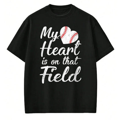 Gift for Mom Shirt, Funny Mom Unisex T-Shirt/Hoodie/Sweatshirt HLT00 - My Heart is on That Field Baseball Softball Mom Gifts T-Shirt