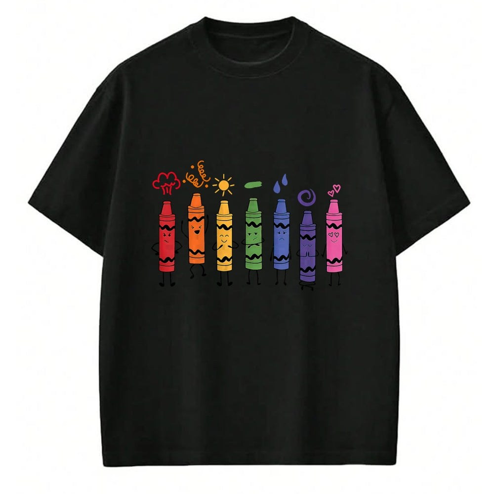 Best Teacher Shirt, Funny Teacher UnisexT-Shirt/Hoodie/Sweatshirt HLT00 - Mood Color Crayons Teacher T-Shirt