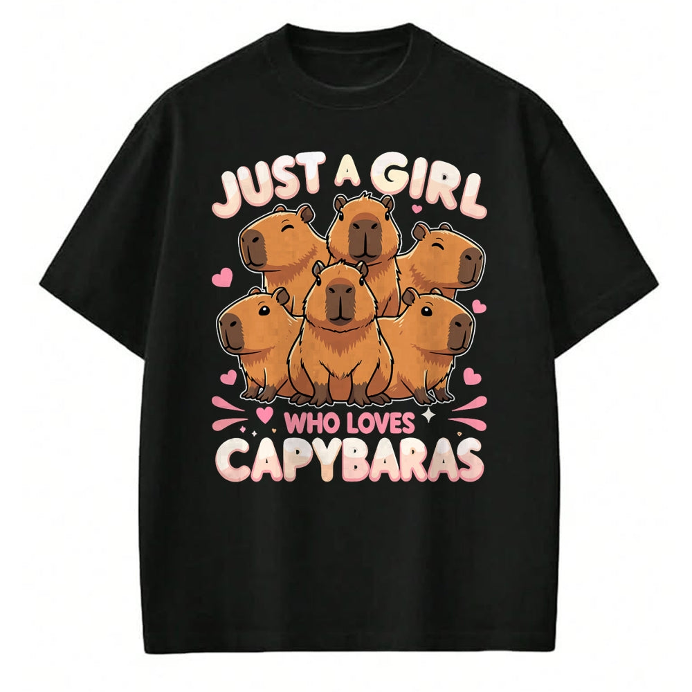 Cute Capybara Shirt, Funny Capybara Unisex T-Shirt/Hoodie/Sweatshirt HLT00 - Just a Girl who Loves Capybaras T-Shirt (1)