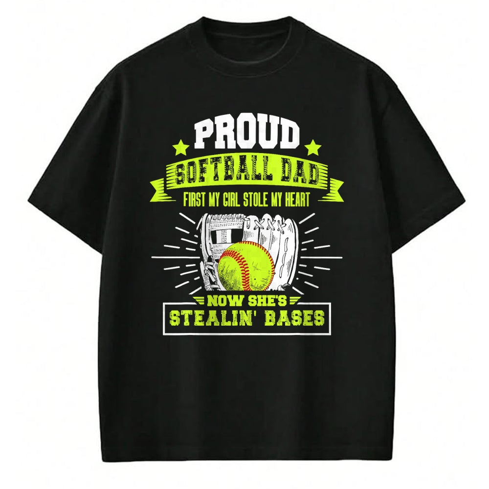 Gift for Dad Shirt, Funny Dad Unisex T-Shirt/Hoodie/Sweatshirt HLT00 – Mens Proud Softball Dad with Daughter Softball Father T-Shirt
