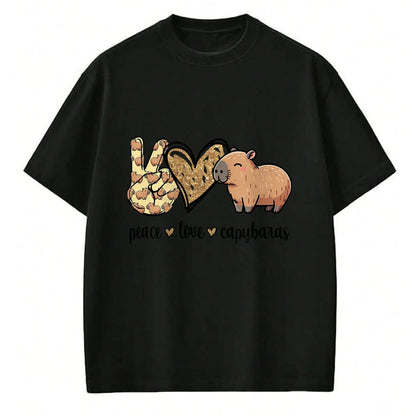 Cute Capybara Shirt, Funny Capybara Unisex T-Shirt/Hoodie/Sweatshirt HLT00 - Kawaii Kids Womens Girls Peace Love Meme Lover Capybara T-Shirt