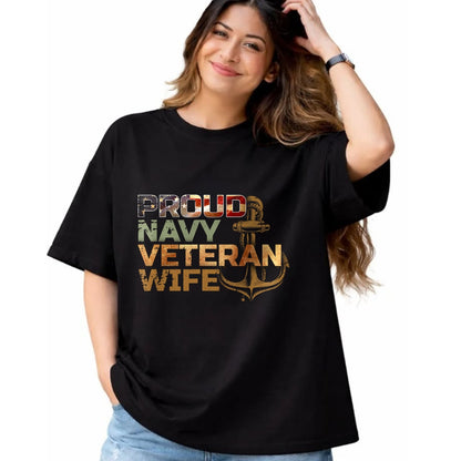 Proud Veteran Shirt, Funny Veteran UnisexT-Shirt/Hoodie/Sweatshirt HLT00 - Proud Veteran_s Wife USA American Flag Patriotic T-Shirt
