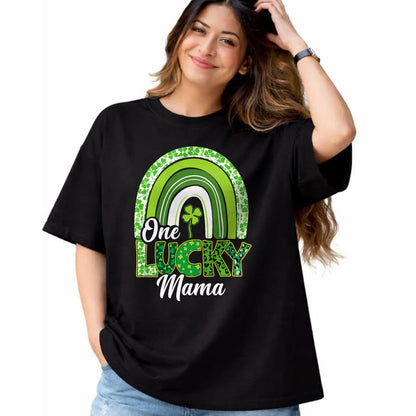 Gift for Mom Shirt, Funny Mom Unisex T-Shirt/Hoodie/Sweatshirt HLT00 - One Lucky Mama St Patrick's Day Mom Shamrock Mother_s Day T-Shirt