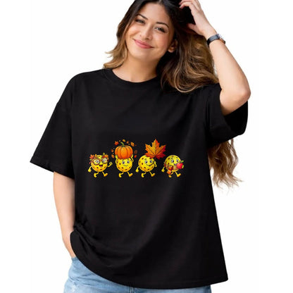 Funny Pickleball Shirt, Pickleball Lover Unisex T-Shirt/Hoodie/Sweatshirt HLT00 - Autumn Pumpkin Fall Pickleball Thanksgiving Womens Mens Kids T-Shirt