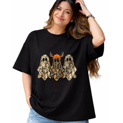 Funny Hunting Shirt, Gift For Hunting Lover Unisex T-Shirt/Hoodie/Sweatshirt HLT00 - Camo Boo Ghost Deer Hunting Season Halloween Men Women Boys T-Shirt