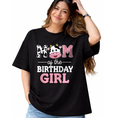 Gift for Mom Shirt, Funny Mom Unisex T-Shirt/Hoodie/Sweatshirt HLT00 - Mom of The Birthday Girl Shirt Farm Cow Mommy Mama 1st T-Shirt