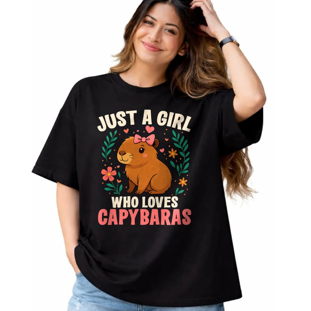 Cute Capybara Shirt, Funny Capybara Unisex T-Shirt/Hoodie/Sweatshirt HLT00 - Just a Girl Who Loves Capybaras Cute Rodent Animal T-Shirt