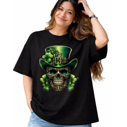 Patrick Day Shirts for Family, Funny Patrick Day shirts, st patrick's day Unisex T-Shirt/Hoodie/Sweatshirt HLT00 - Sugar Skull St Patrick Day of the Dead Lucky Shamrock T-Shirt
