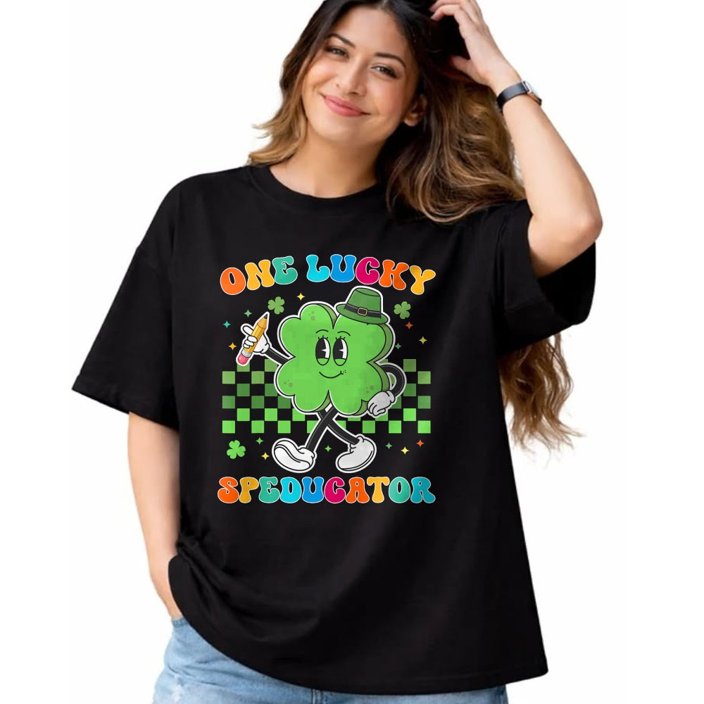 Patrick Day Shirts for Family, Funny Patrick Day shirts, st patrick's day Unisex T-Shirt/Hoodie/Sweatshirt HLT00 - Vintage One Lucky Speducator St Patrick Day School T-Shirt