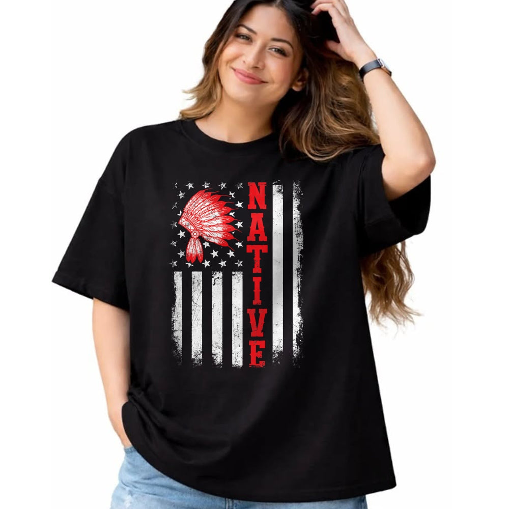 Native American T-Shirts, Vintage Native American Unisex T-Shirt/Hoodie/Sweatshirt HLT00 - Native - American Day USA Flag Cherokee Indigenous People