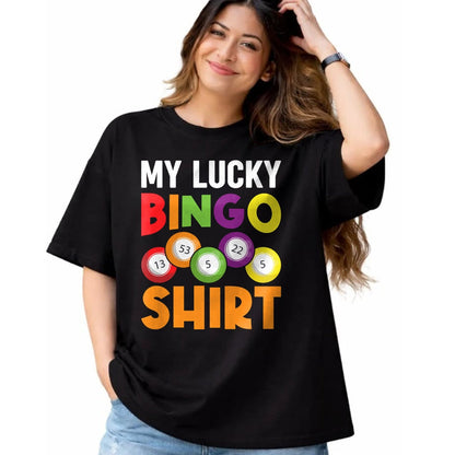 Gift for Mom Shirt, Funny Mom Unisex T-Shirt/Hoodie/Sweatshirt HLT00 - My Lucky Bingo Shirt Funny Bingo Player Caller Womens Mom Long Sleeve T-Shirt