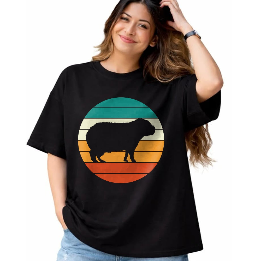 Cute Capybara Shirt, Funny Capybara Unisex T-Shirt/Hoodie/Sweatshirt HLT00 - Retro Rodent Funny Capybara Dont Be Worry Be Capy T-Shirt, Men, Black, 3X-Large