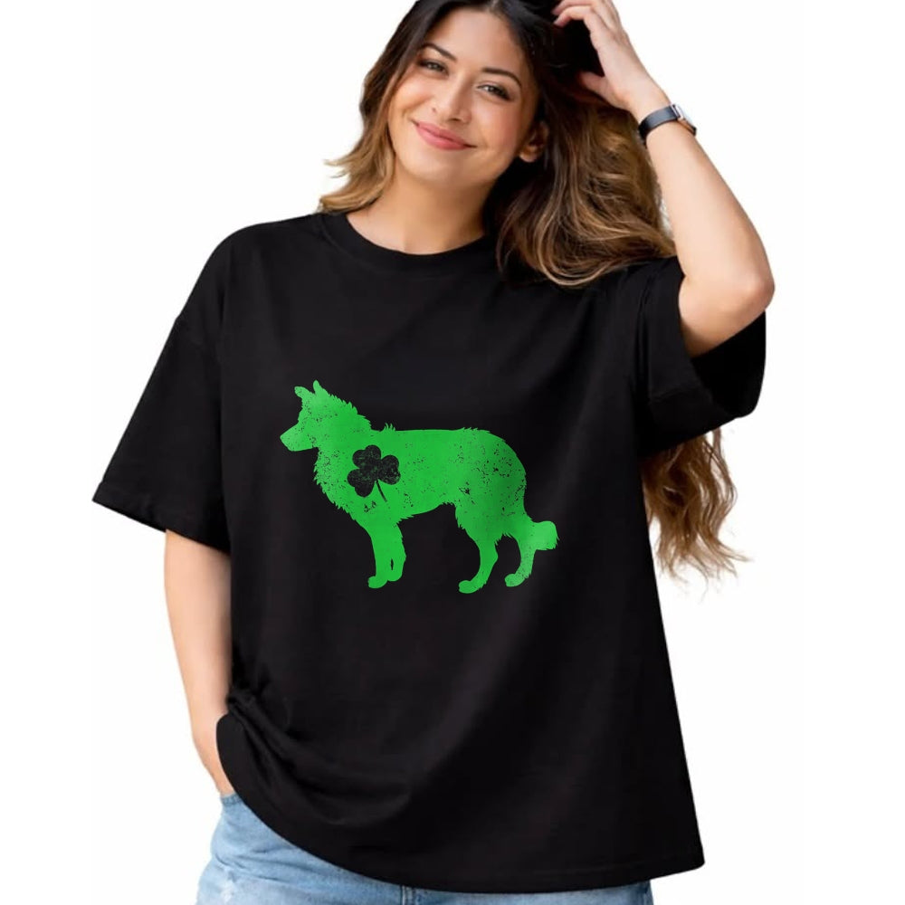 Patrick Day Shirts for Family, Funny Patrick Day shirts, st patrick's day Unisex T-Shirt/Hoodie/Sweatshirt HLT00 - Womens border collie Irish Clover St Patrick Day Leprechaun Dog V-Neck T-Shirt