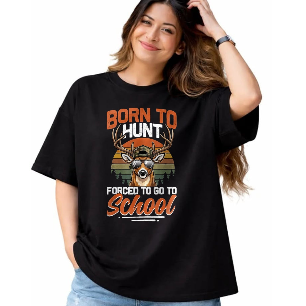 Funny Hunting Shirt, Gift For Hunting Lover Unisex T-Shirt/Hoodie/Sweatshirt HLT00 - Camo Deer Born Hunt Forced Go School Funny Hunting Boys T-Shirt, Women, Cranberry Red, Medium