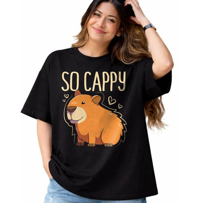 Cute Capybara Shirt, Funny Capybara Unisex T-Shirt/Hoodie/Sweatshirt HLT00 - Funny Capybara So Cappy T-Shirt