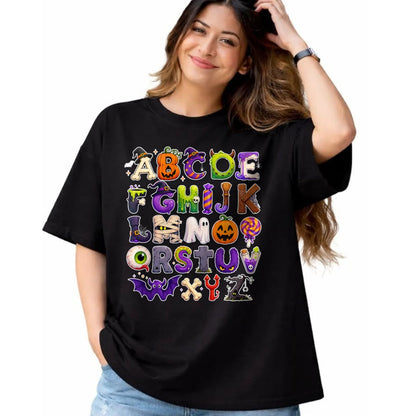 Best Teacher Shirt, Funny Teacher UnisexT-Shirt/Hoodie/Sweatshirt HLT00 - ABCs Learning Kindergarten Teacher Funny Halloween Alphabet T-Shirt