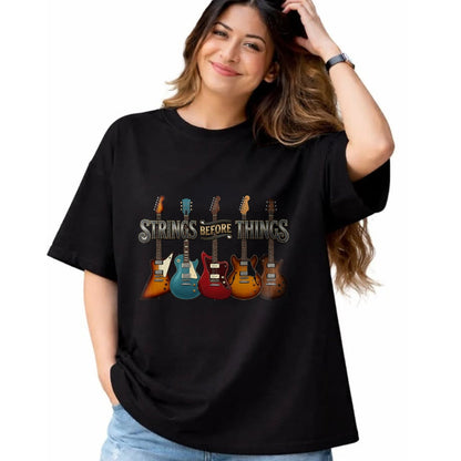 Guitar Lover Shirt, Funny Guitar UnisexT-Shirt/Hoodie/Sweatshirt HLT00 - Strings Before Thing Funny Men Vintage Acoustic Guitar Music T-Shirt