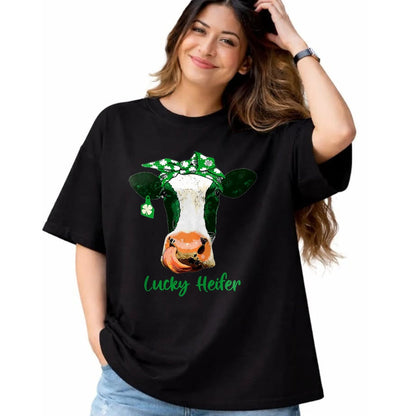 Gift for Mom Shirt, Funny Mom Unisex T-Shirt/Hoodie/Sweatshirt HLT00 - Lucky Heifer Patricks Day Heifer Mom Irish T-Shirt