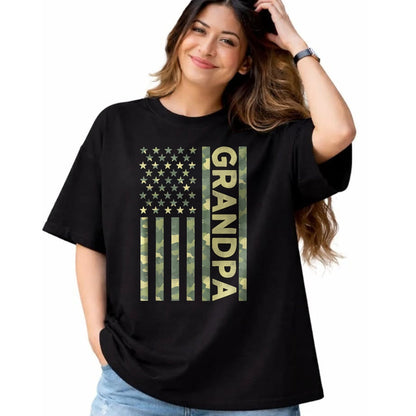 Gift for Dad Shirt, Funny Dad Unisex T-Shirt/Hoodie/Sweatshirt HLT00 – Proud Grandpa Camouflage American US Flag Camo Father_s Day Premium T-Shirt