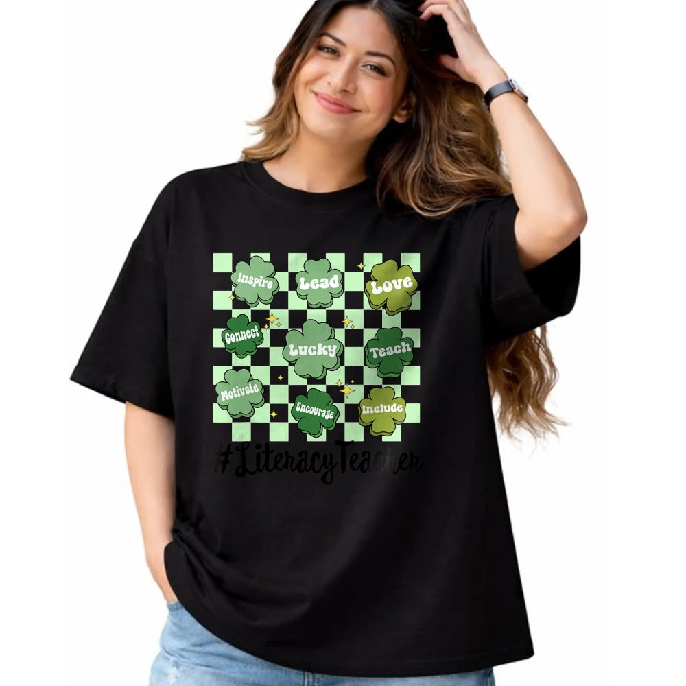 Patrick Day Shirts for Family, Funny Patrick Day shirts, st patrick's day Unisex T-Shirt/Hoodie/Sweatshirt HLT00 - Vintage One Lucky Literacy Teacher St Patrick Day School T-Shirt