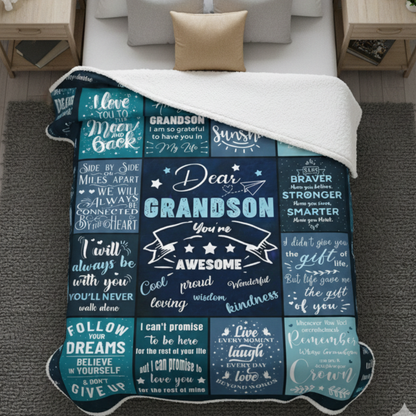 To My Grandson Blanket – A Loving Hug You Can Always Feel From Grandpa