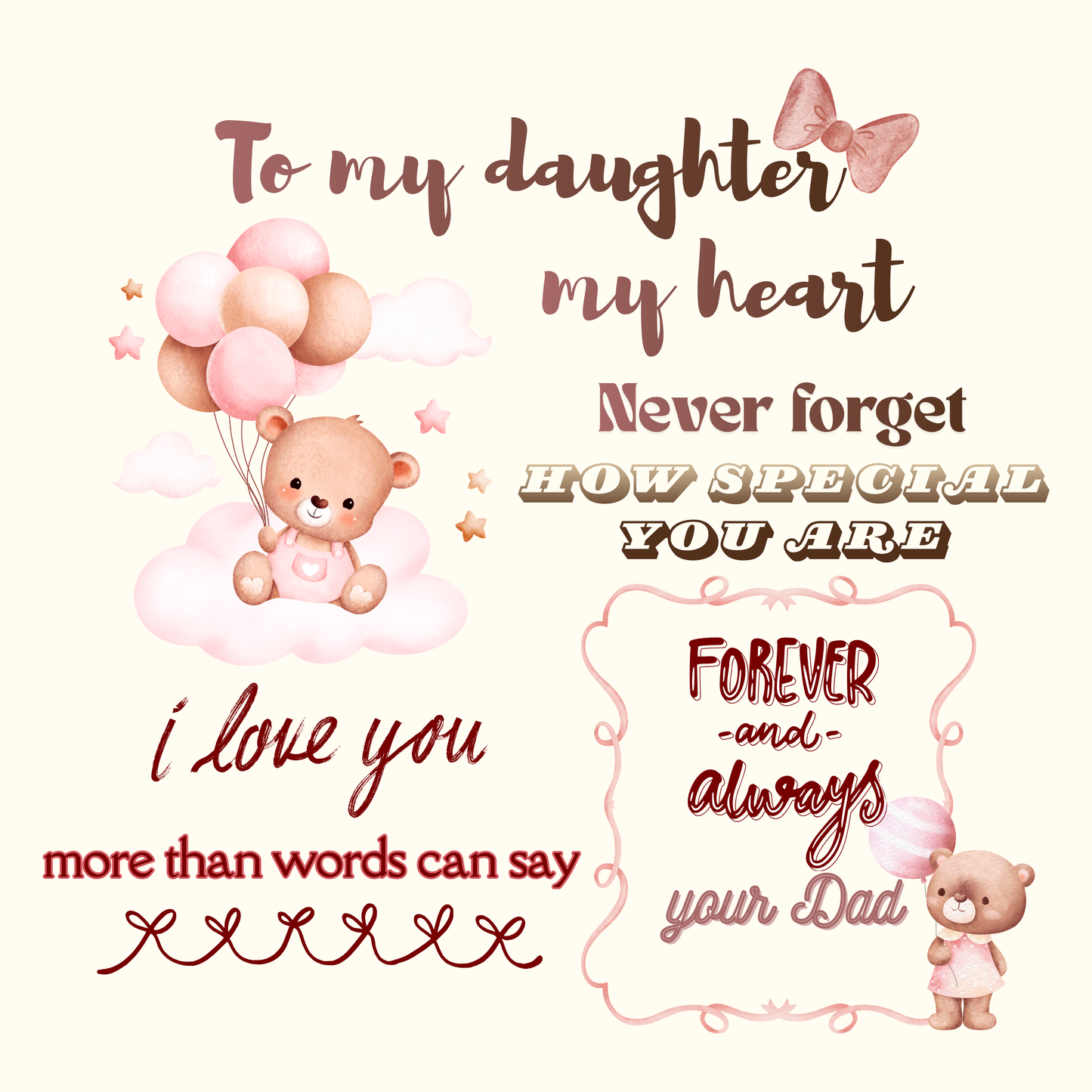 A Soft Hug to Daughter Teddy Bear – Warmly Given from Dad