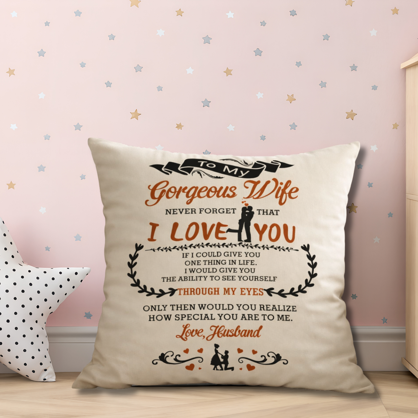 To My Gorgeous Wife Pillow – From Husband, With All My Love