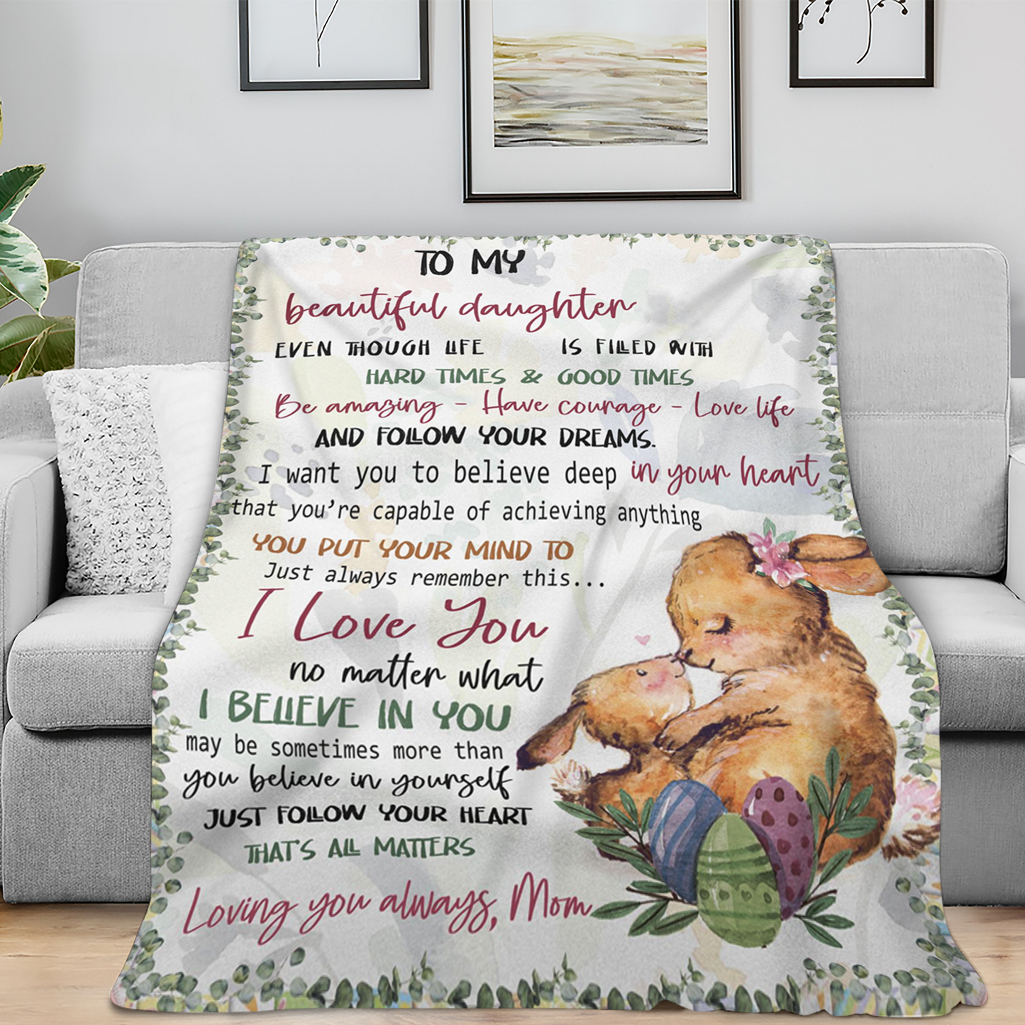 Heartfelt Warmth for Daughter Blanket – From Mom (SKUB12-164)