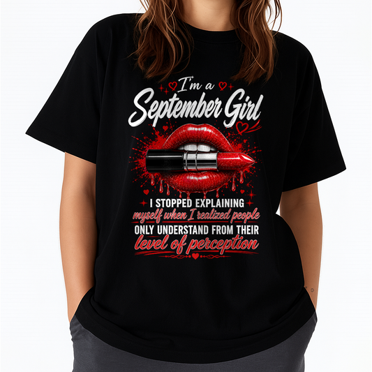SEPTEMBER GIRL – LEVEL OF PERCEPTION – LIPSTICK T-SHIRT FOR WOMEN - MTNN09 (SKU2608-463-09)