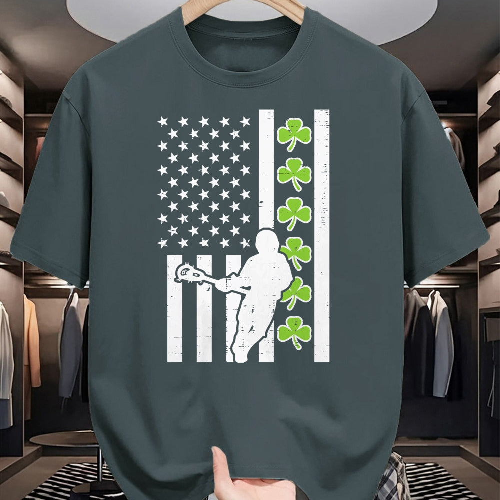 Patrick Day Shirts for Family, Funny Patrick Day shirts, st patrick's day Unisex T-Shirt/Hoodie/Sweatshirt HLT00 - US Flag Shamrock Lacrosse Vintage Lax St Patrick Day Patriot T-Shirt