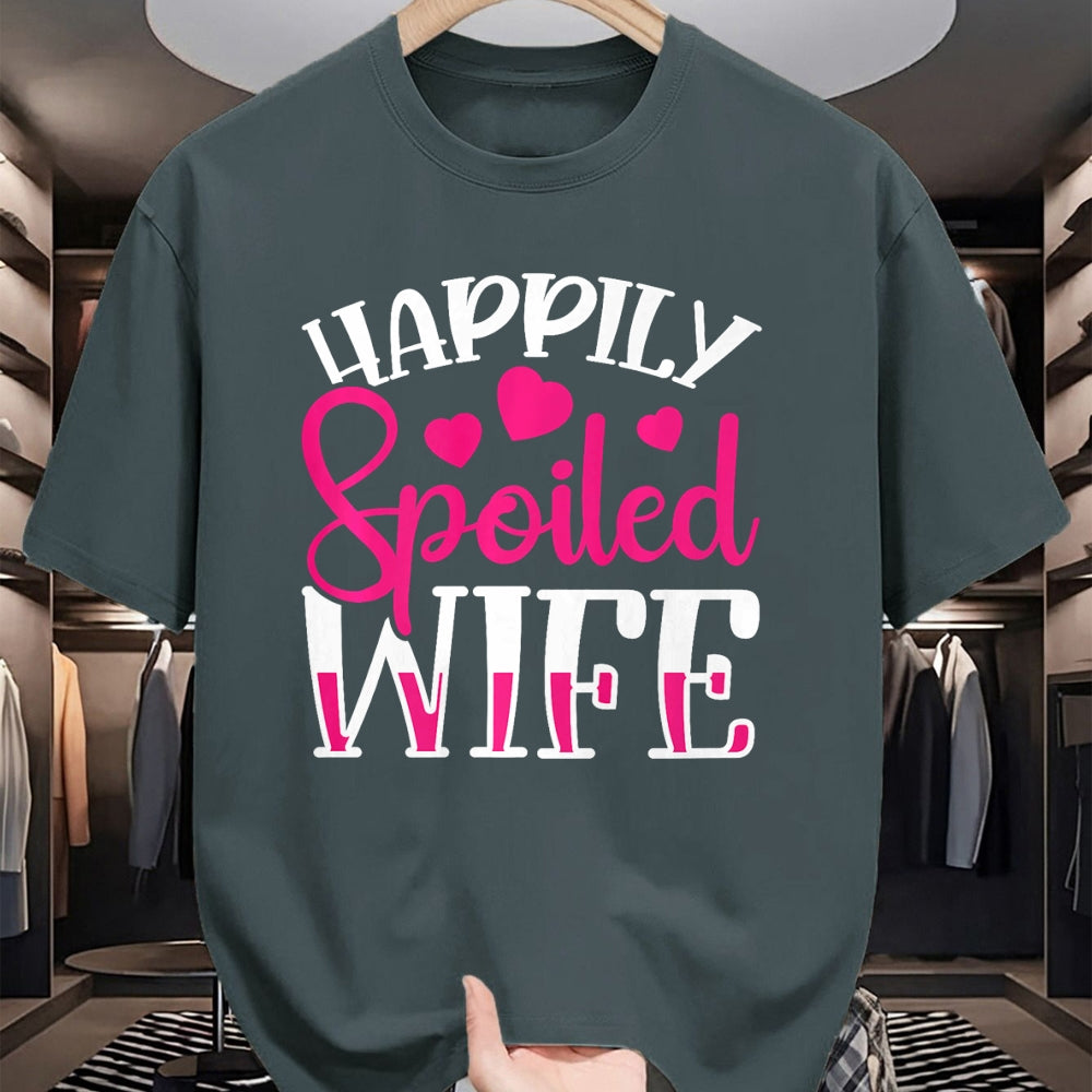 Best Wife Shirt, Wife and Husband Unisex T-Shirt/Hoodie/Sweatshirt HLT00 - Gift for wife T shirt, spoiled wife   Funny Wife Happily Spoiled Wife Premium T-Shirt