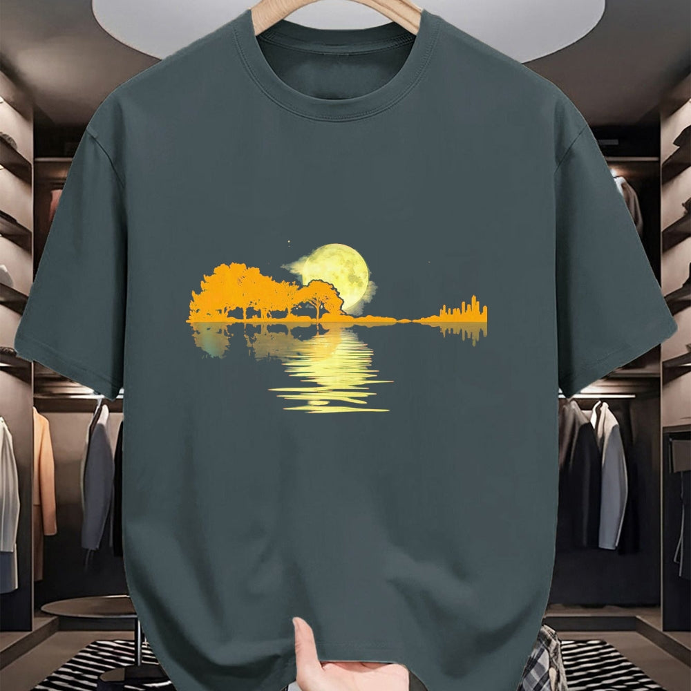 Guitar Lover Shirt, Funny Guitar UnisexT-Shirt/Hoodie/Sweatshirt HLT00 - Guitar Lake Shadow Love Guitar Musician T-Shirt, Men, Black, 3X-Large