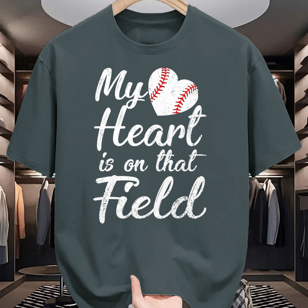 Gift for Mom Shirt, Funny Mom Unisex T-Shirt/Hoodie/Sweatshirt HLT00 - My Heart is on That Field Baseball Softball Mom Gifts T-Shirt