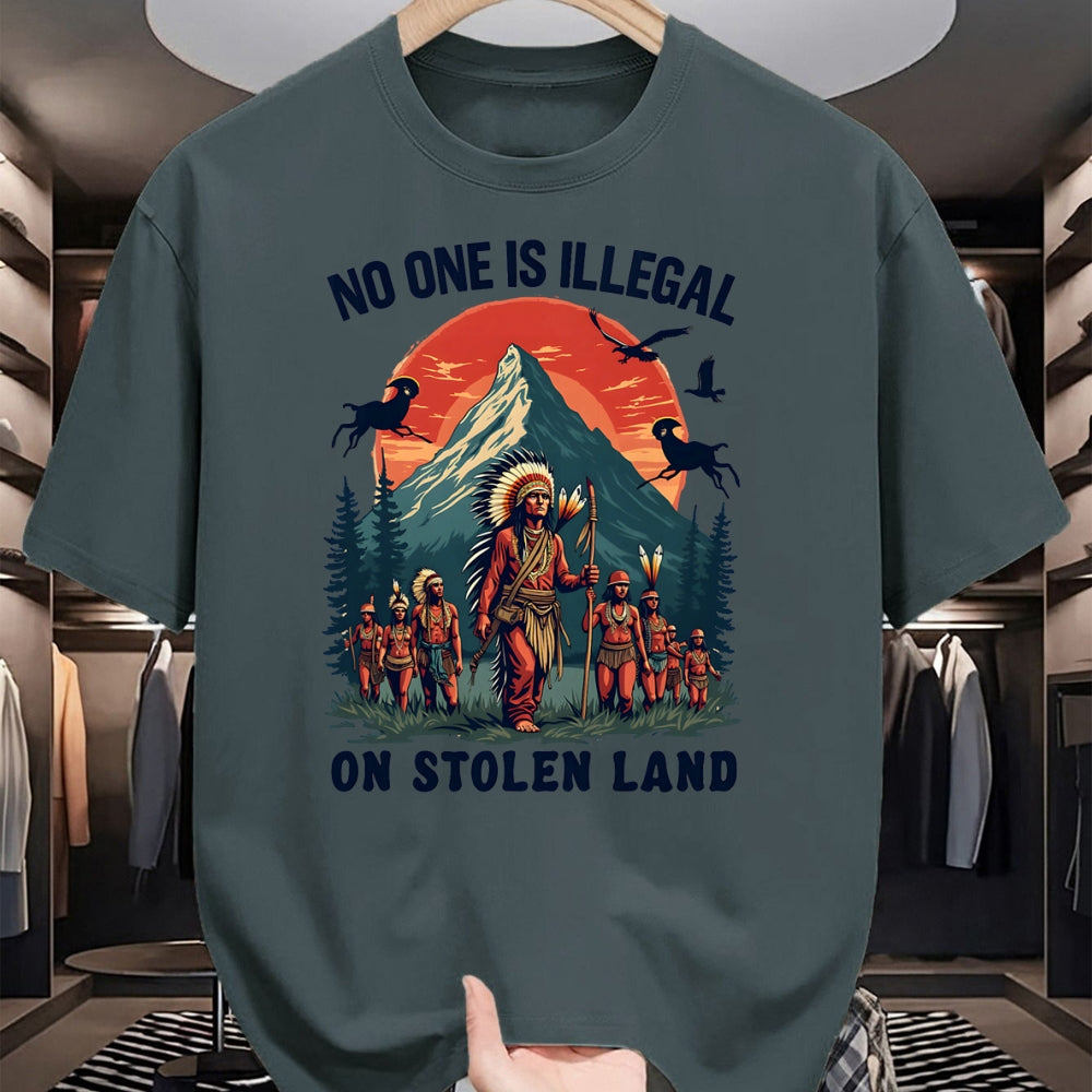 Native American T-Shirts, Vintage Native American Unisex T-Shirt/Hoodie/Sweatshirt HLT00 - Native Americans No One Is Illegal on Stolen Land