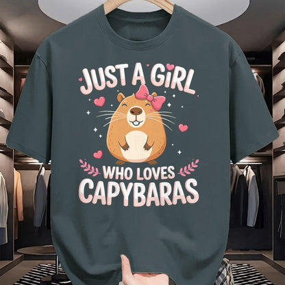 Cute Capybara Shirt, Funny Capybara Unisex T-Shirt/Hoodie/Sweatshirt HLT00 - Just A Girl Who Loves Capybaras Kawaii T-Shirt