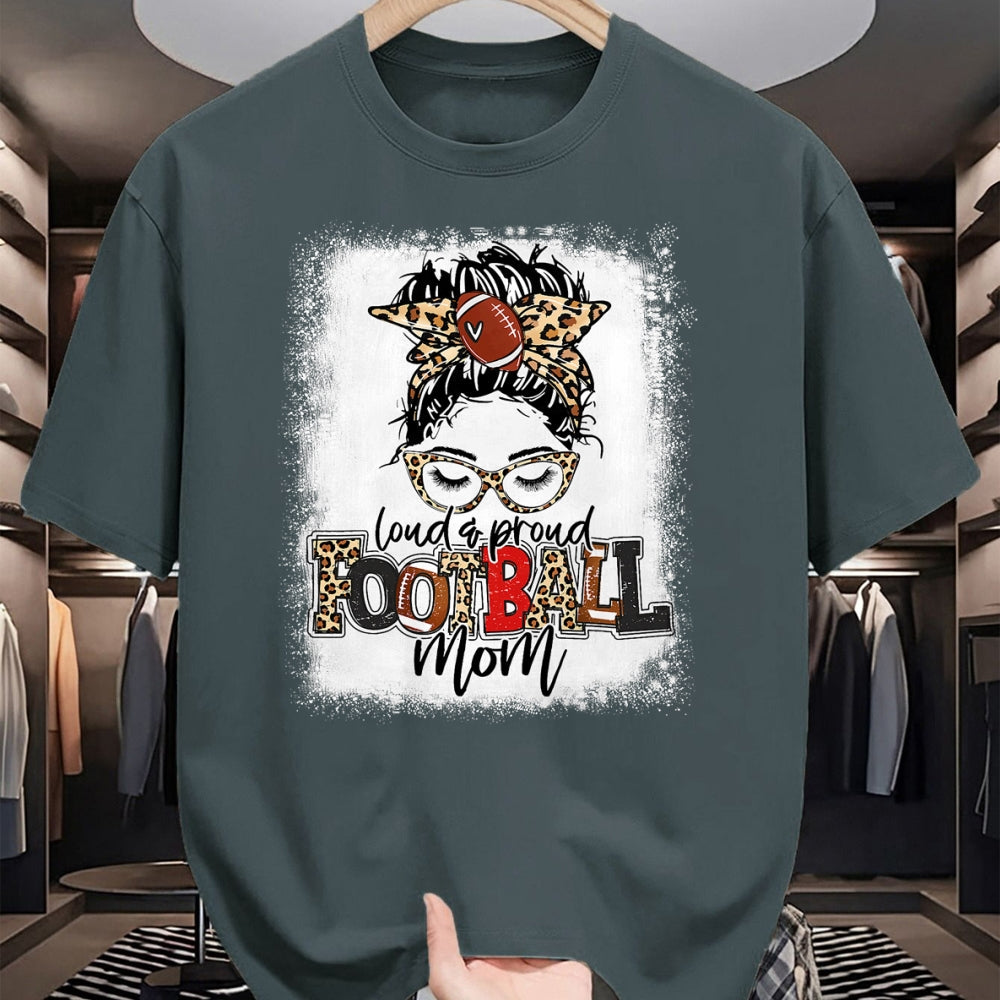 Gift for Mom Shirt, Funny Mom Unisex T-Shirt/Hoodie/Sweatshirt HLT00 - Loud And Proud Football Mom Bleached Leopard Football Mama T-Shirt